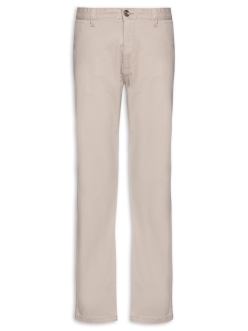 Calça Masculina Em Sarja Reta - Bege