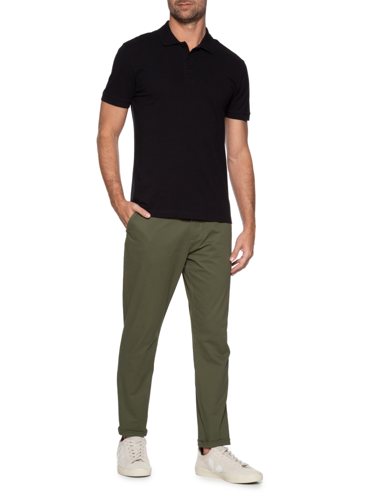 Calça Masculina Em Sarja Slim Verde '2 Essential