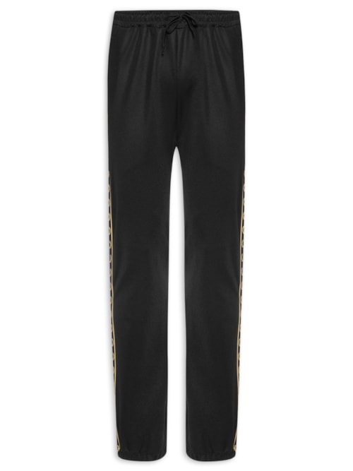 Calça Masculina Esportiva Jogger Detalhe Faixa Contrastante – Preto