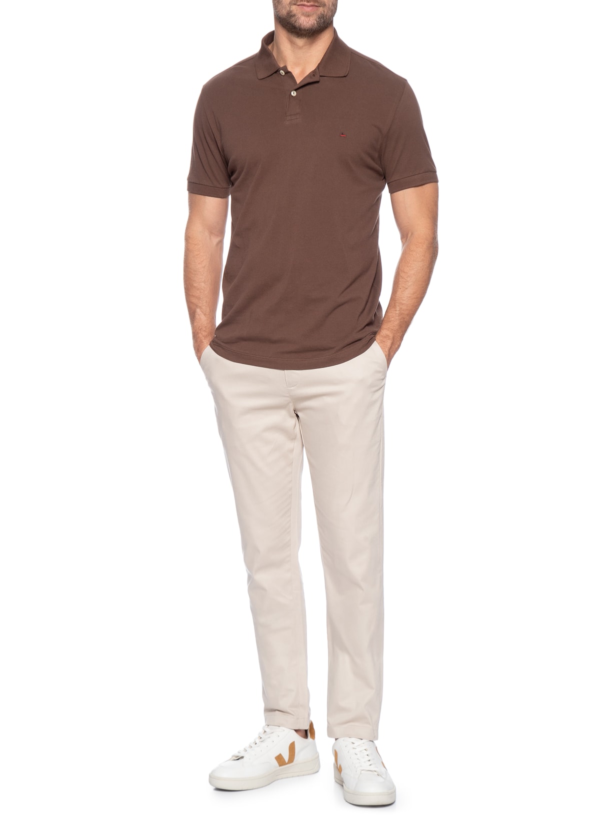 Calça Masculina Flexsense Tamanho Ajustável Chino Slim Bege '2 Essential