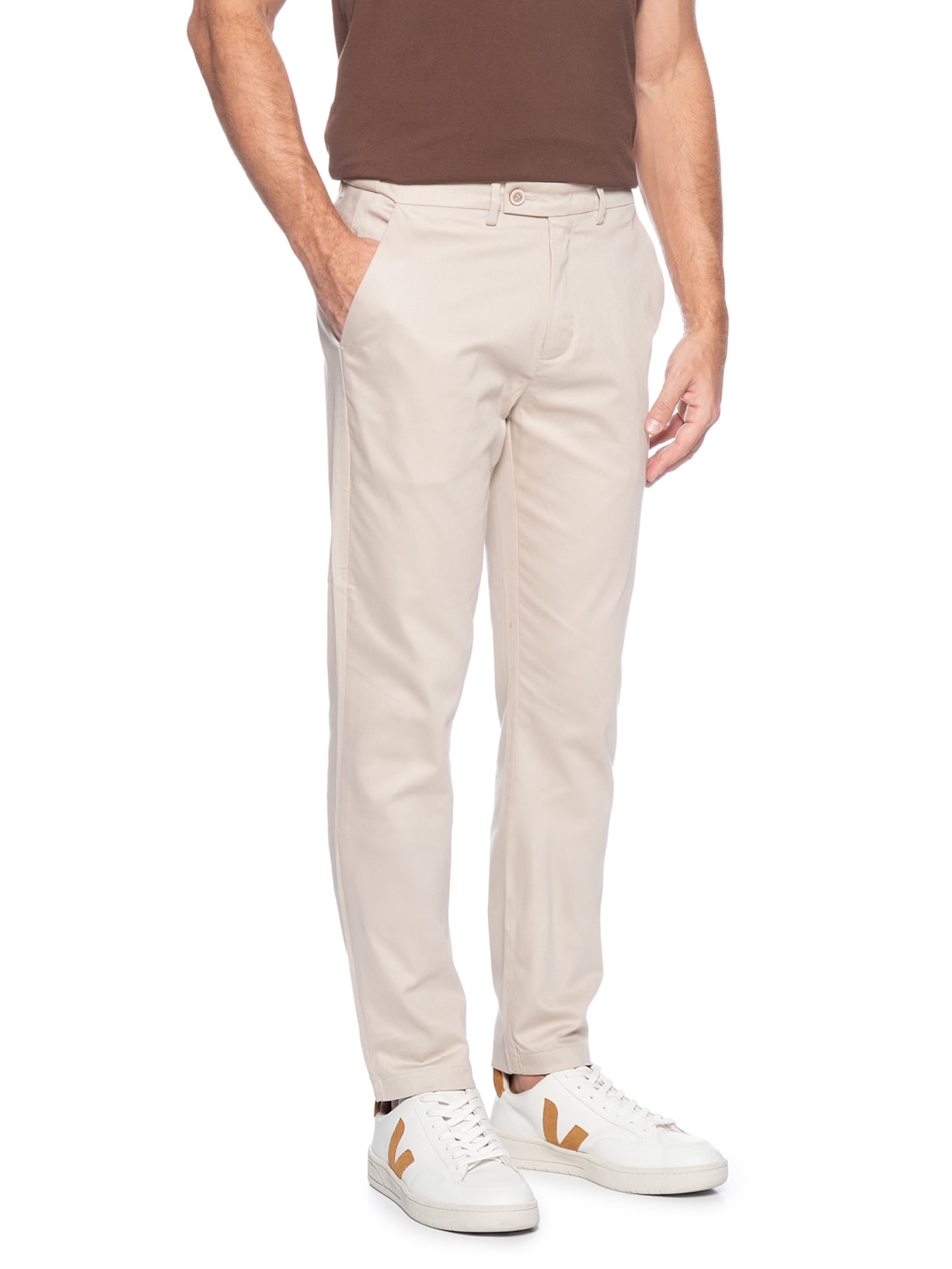 Calça Masculina Flexsense Tamanho Ajustável Chino Slim Bege '2 Essential