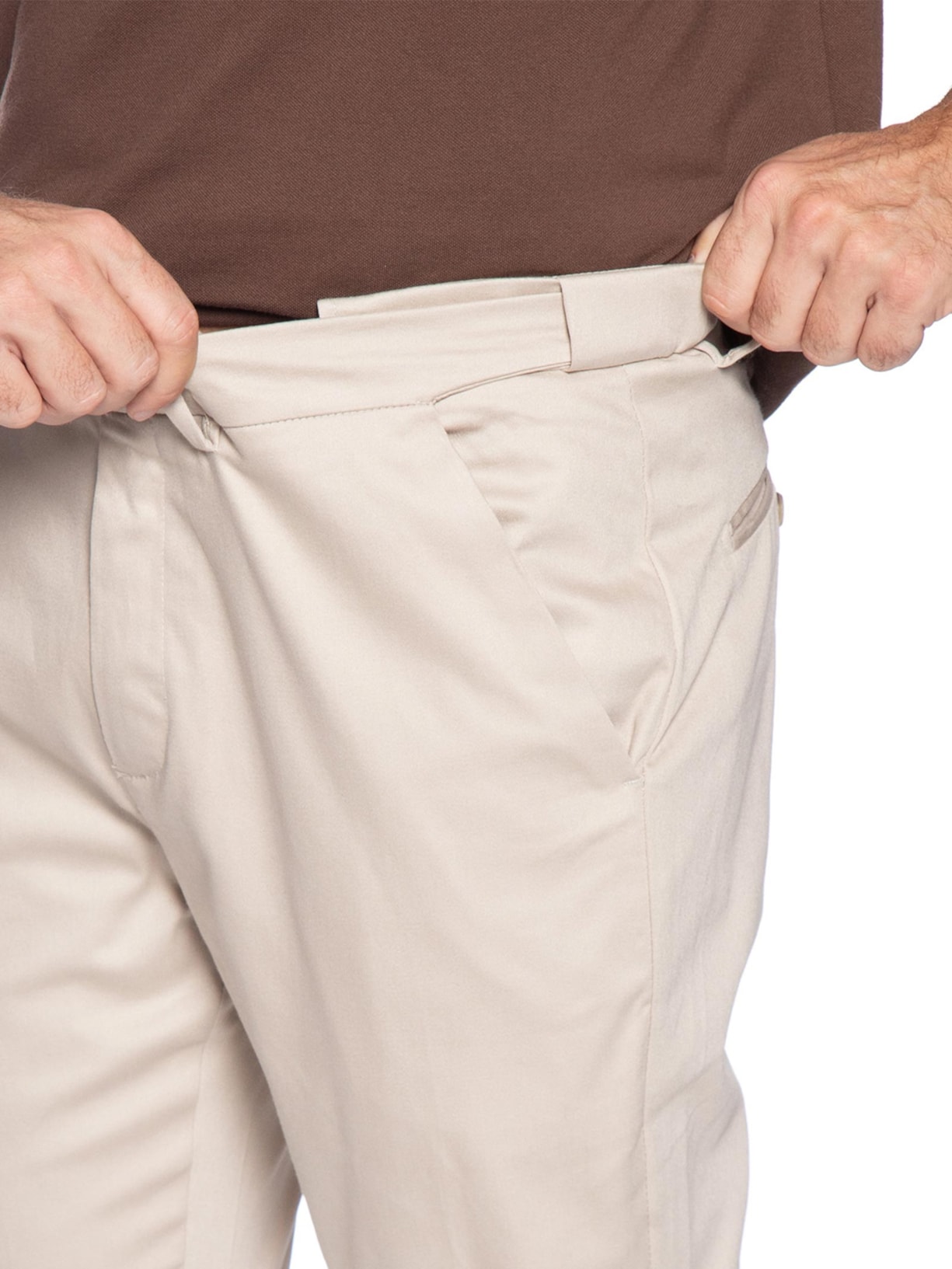 Calça Masculina Flexsense Tamanho Ajustável Chino Slim Bege '2 Essential