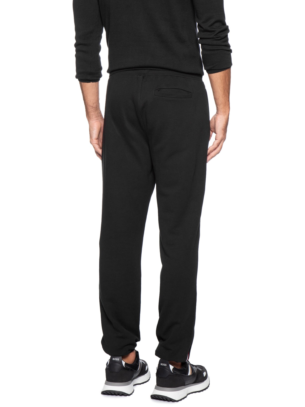 Calça Masculina Global Stripe em Moletom Preto Tommy Hilfiger
