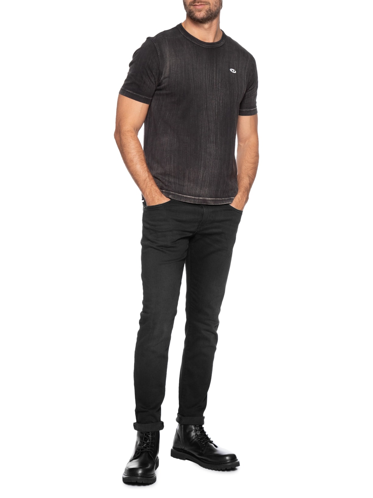 Calça Masculina Jeans 2019 D-Strunkt Slim Fit Preto Diesel