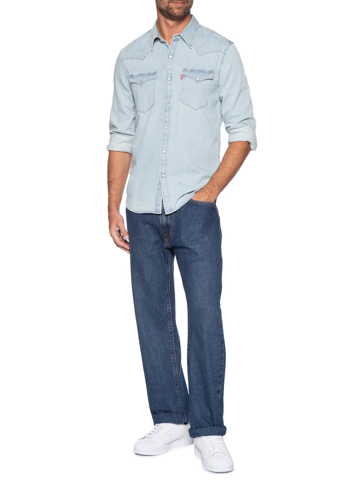Calça Masculina Jeans 555 Relaxed Straight Fit Reta Azul Levi's