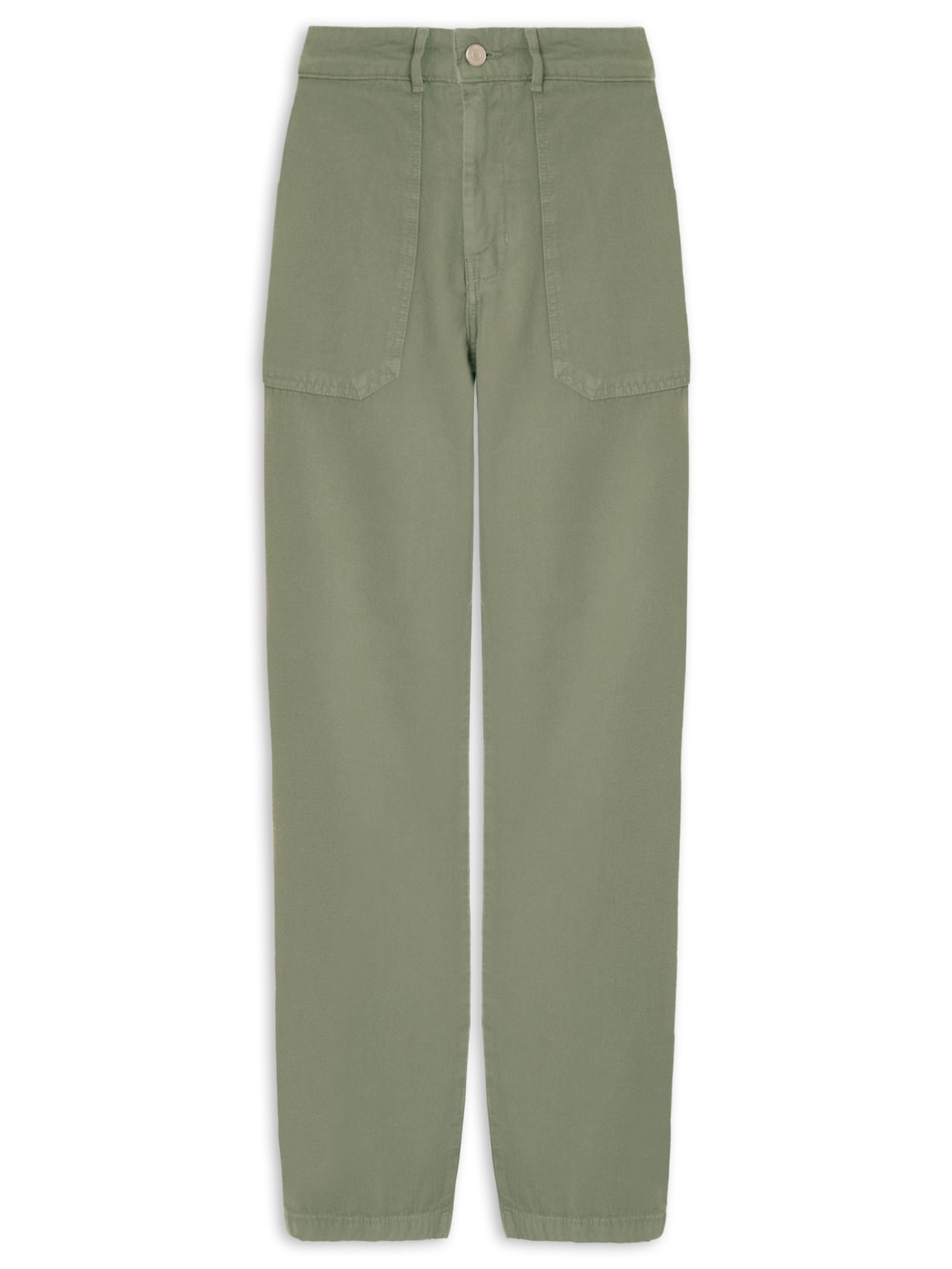 Calça Masculina Jeans Reta Bolsos Carpinteiro - Verde