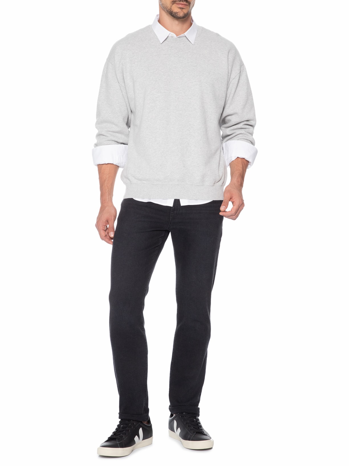 Calça Masculina Jeans Reta Five Pockets Preto Basiq Men