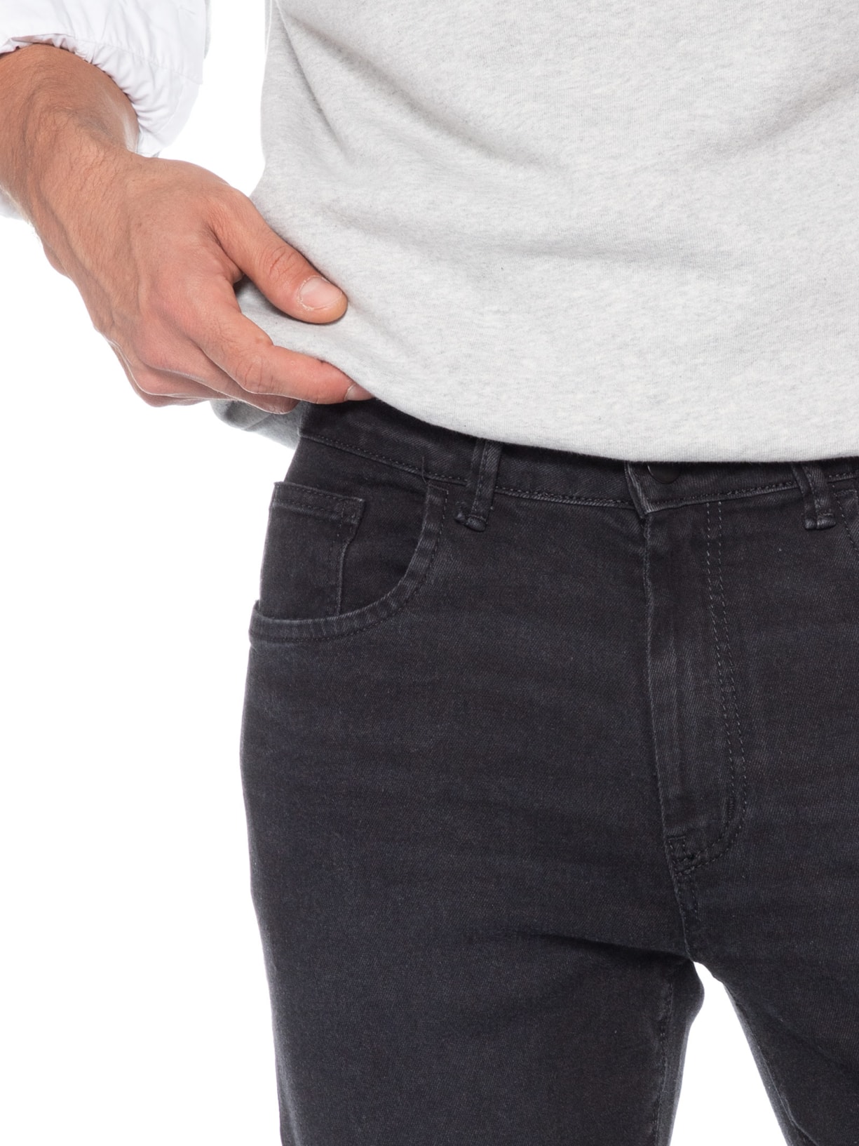Calça Masculina Jeans Reta Five Pockets Preto Basiq Men