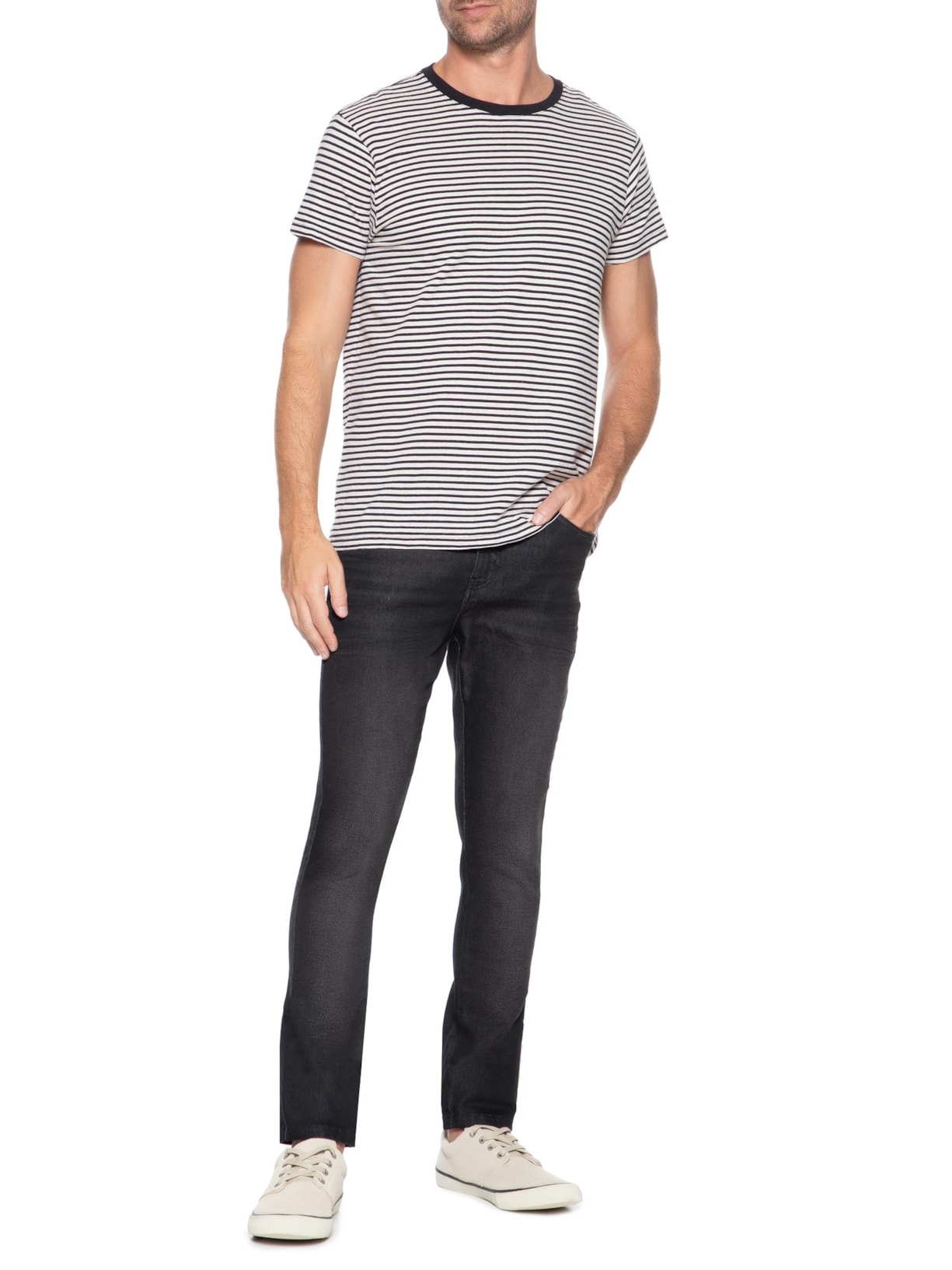 Calça Masculina Jeans Skinny Flex Dirty Black Preto Foxton