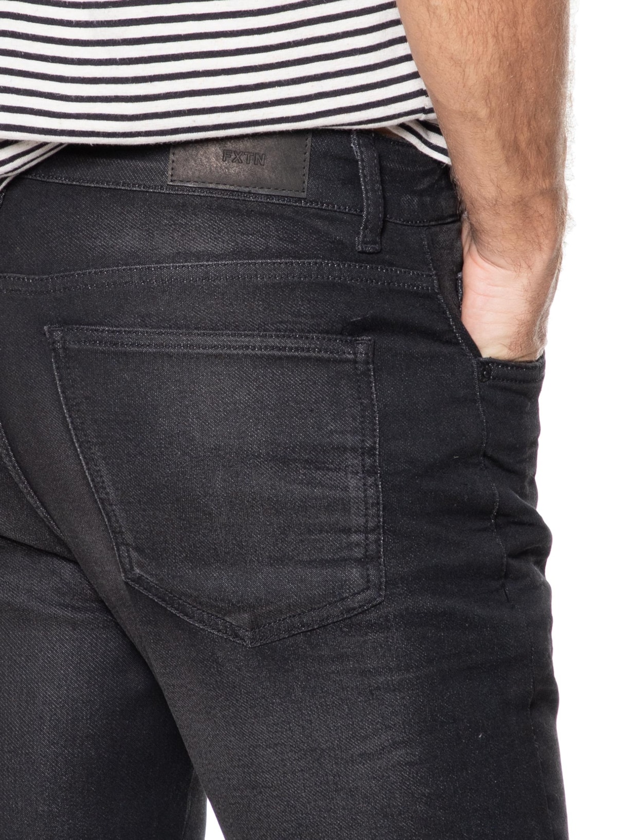 Calça Masculina Jeans Skinny Flex Dirty Black Preto Foxton