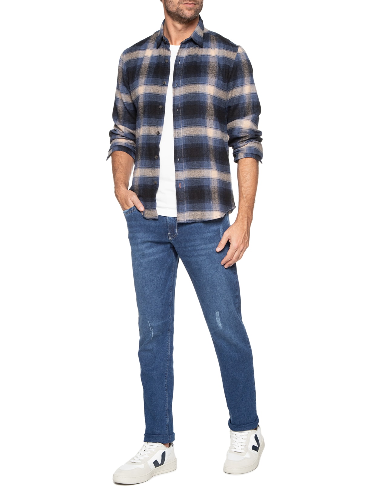 Calça Masculina Jeans Slim Azul Basiq Men