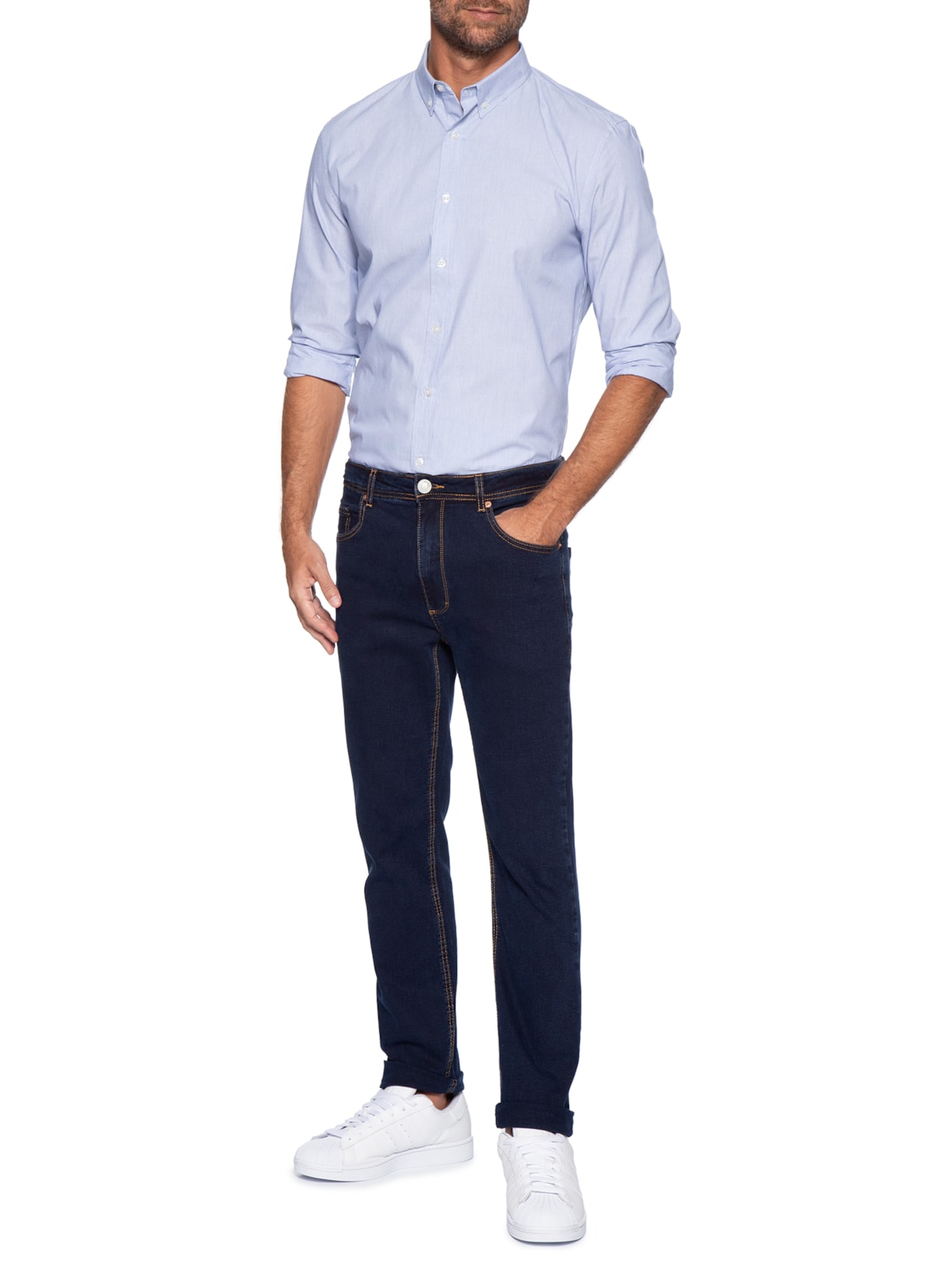 Calça Masculina Jeans Slim Fit Básica  Azul Hering