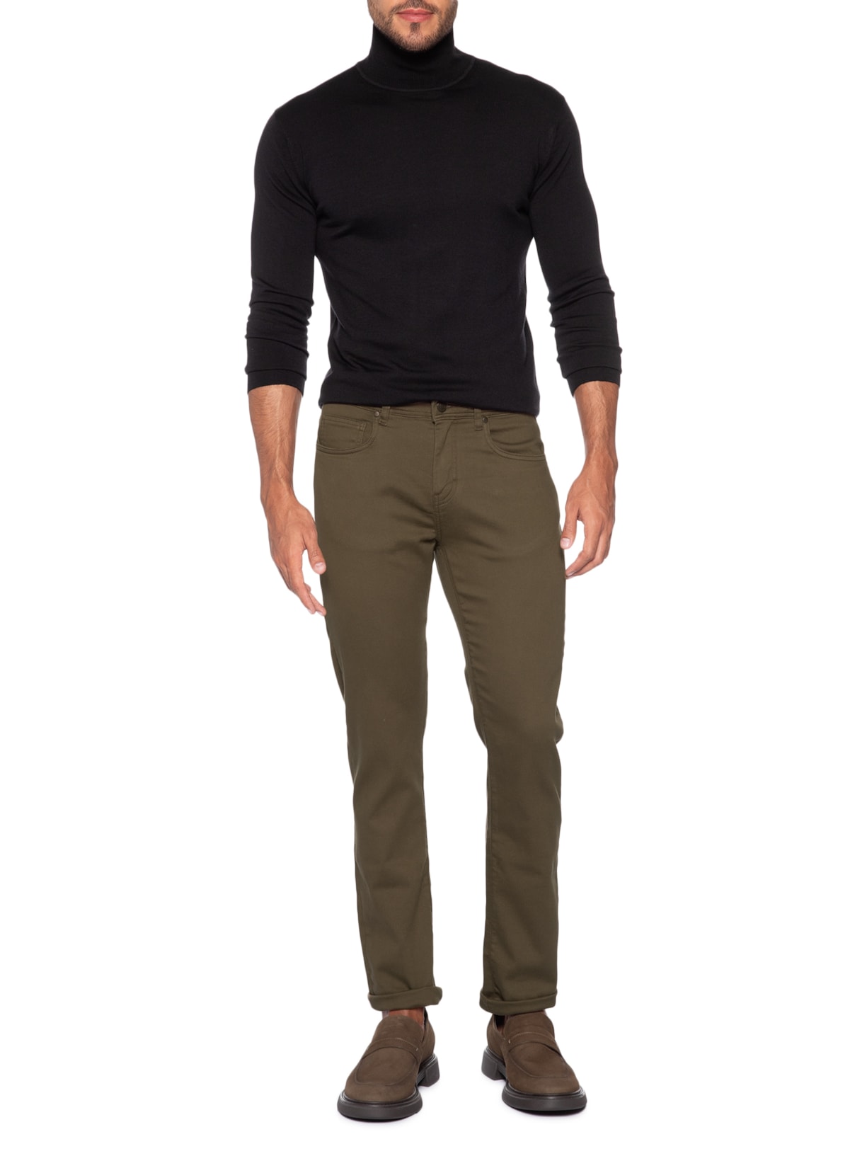 Calça Masculina Jeans Slim Fit Moletom Color Marrom Ricardo Almeida