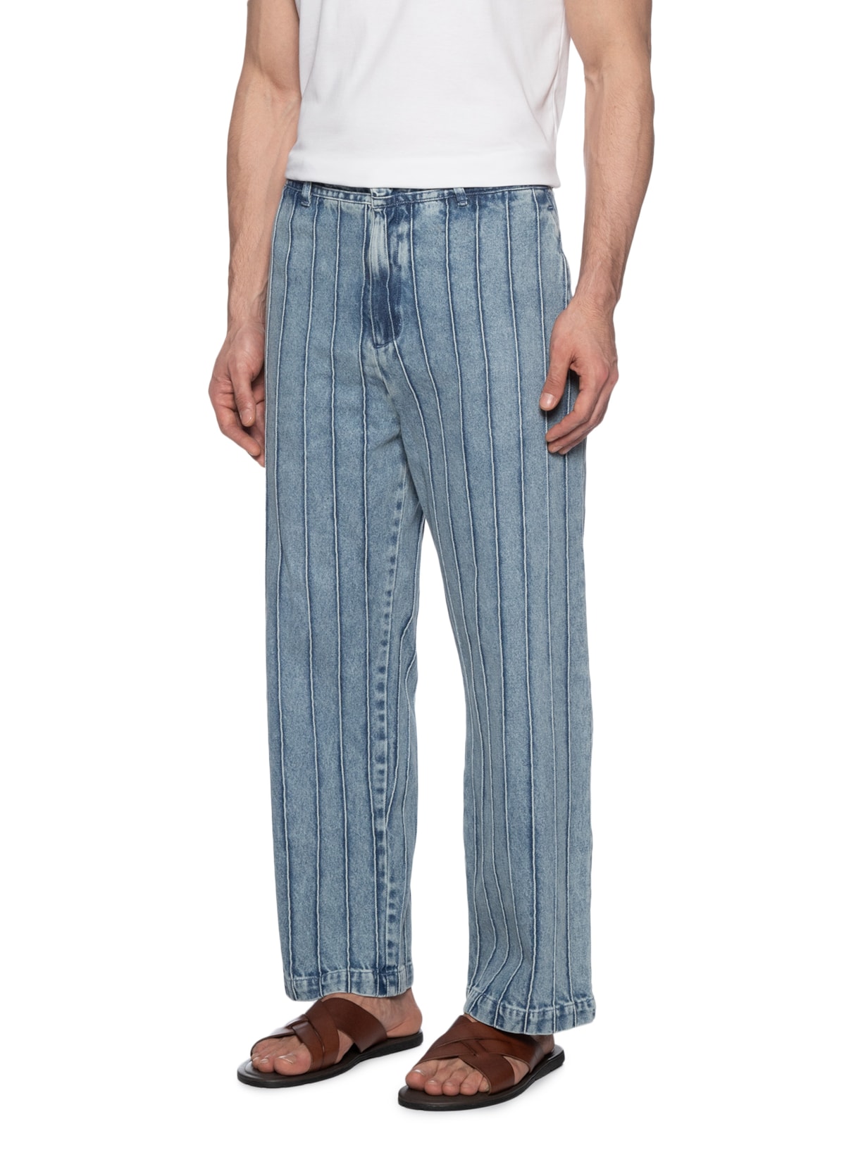 Calça Masculina Jeans Vincos Azul Handred