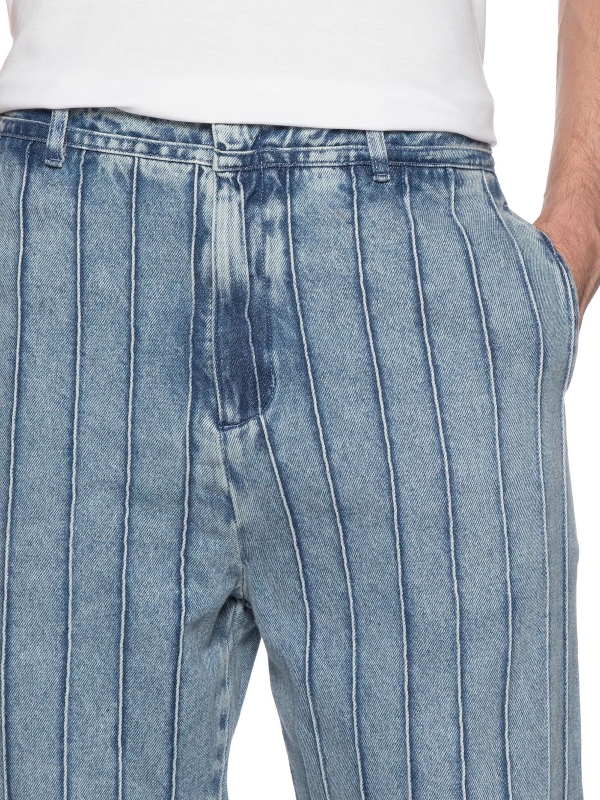 Calça Masculina Jeans Vincos Azul Handred