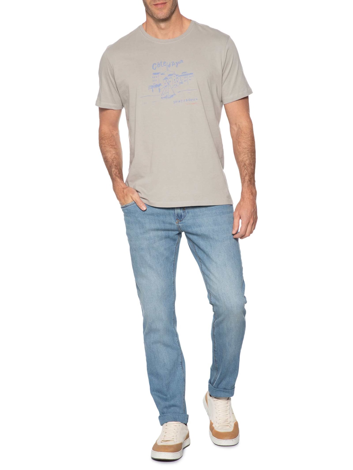 Calça Masculina Jeans Worn Wash Azul Pineapple