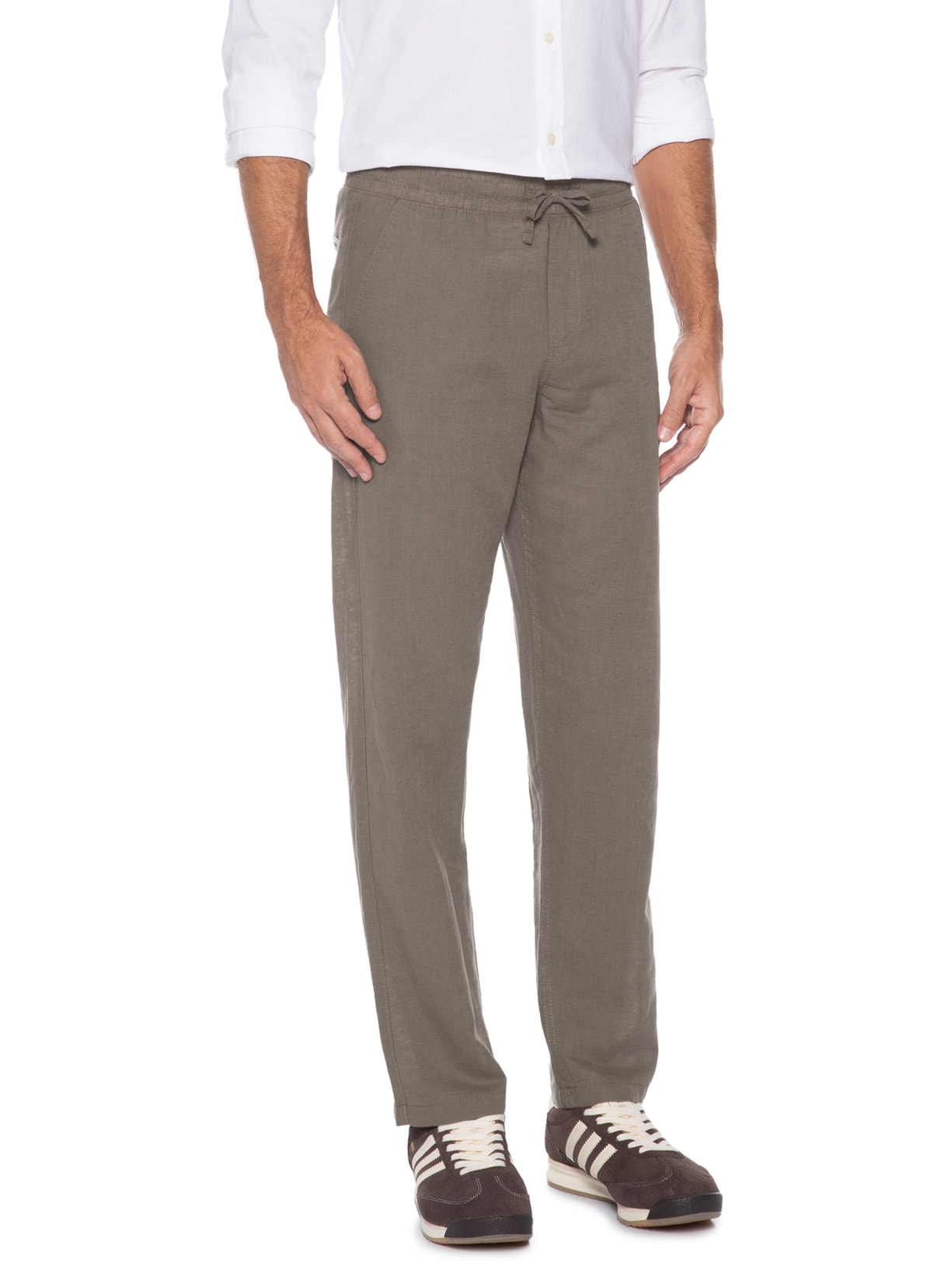 Calça Masculina Jogger Blend De Linho Bege Jack & Jones