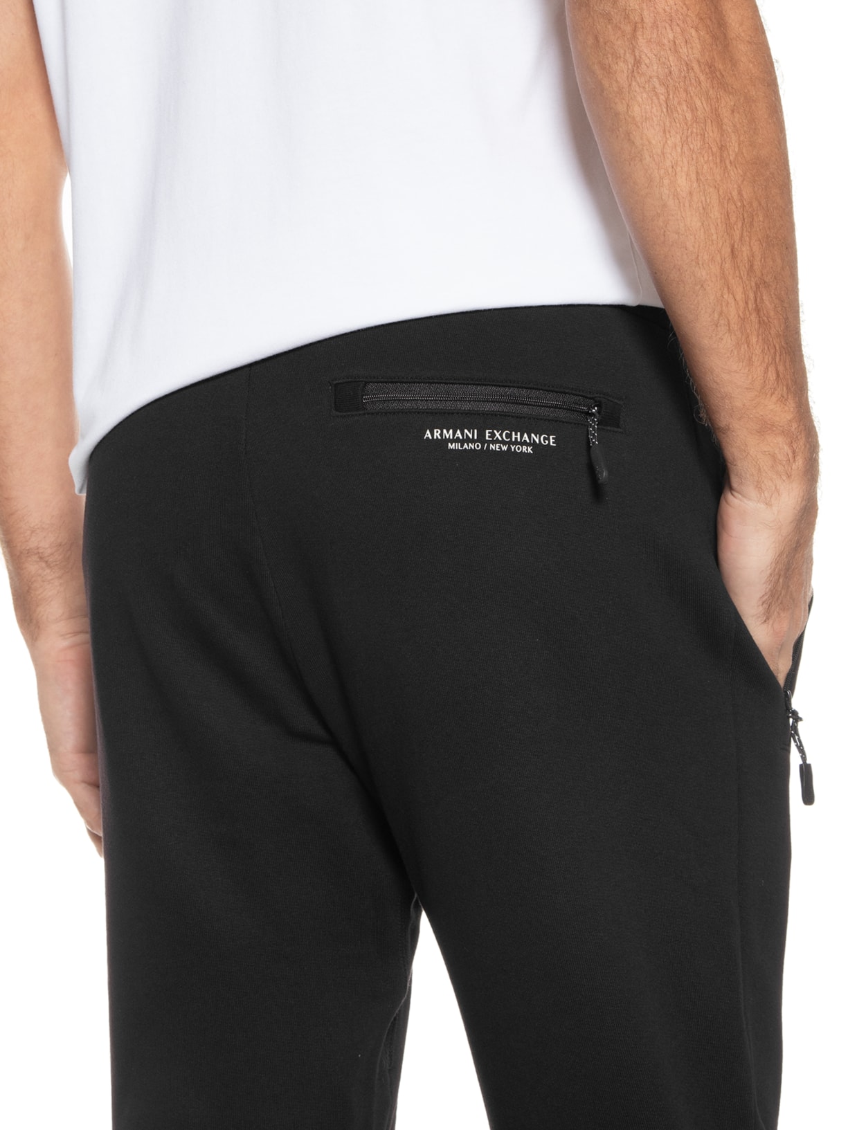 Calça Masculina Jogger de Moletom Preto Armani Exchange