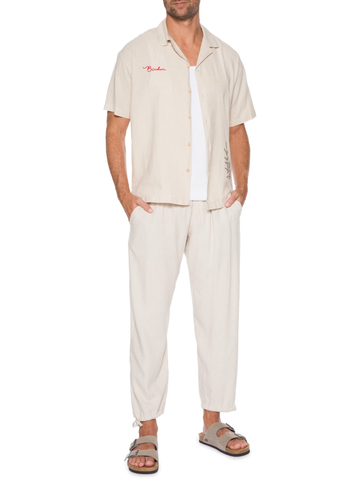 Calça Masculina Linen Havana Bege Birden