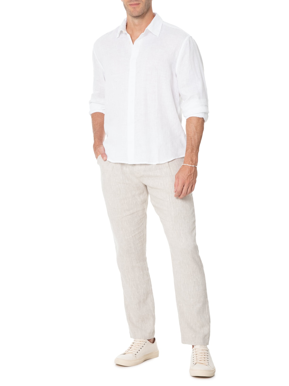 Calça Masculina Linho Bege Handred