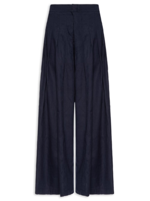Calça Masculina Linho Plissada - Azul