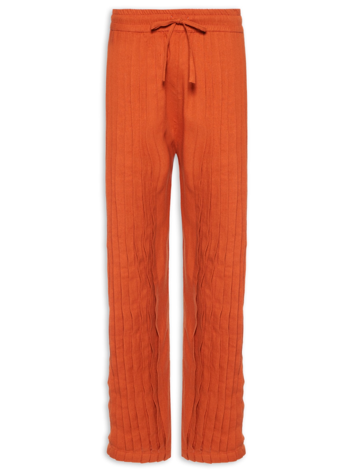 Calça Masculina Linho Plissada - Laranja