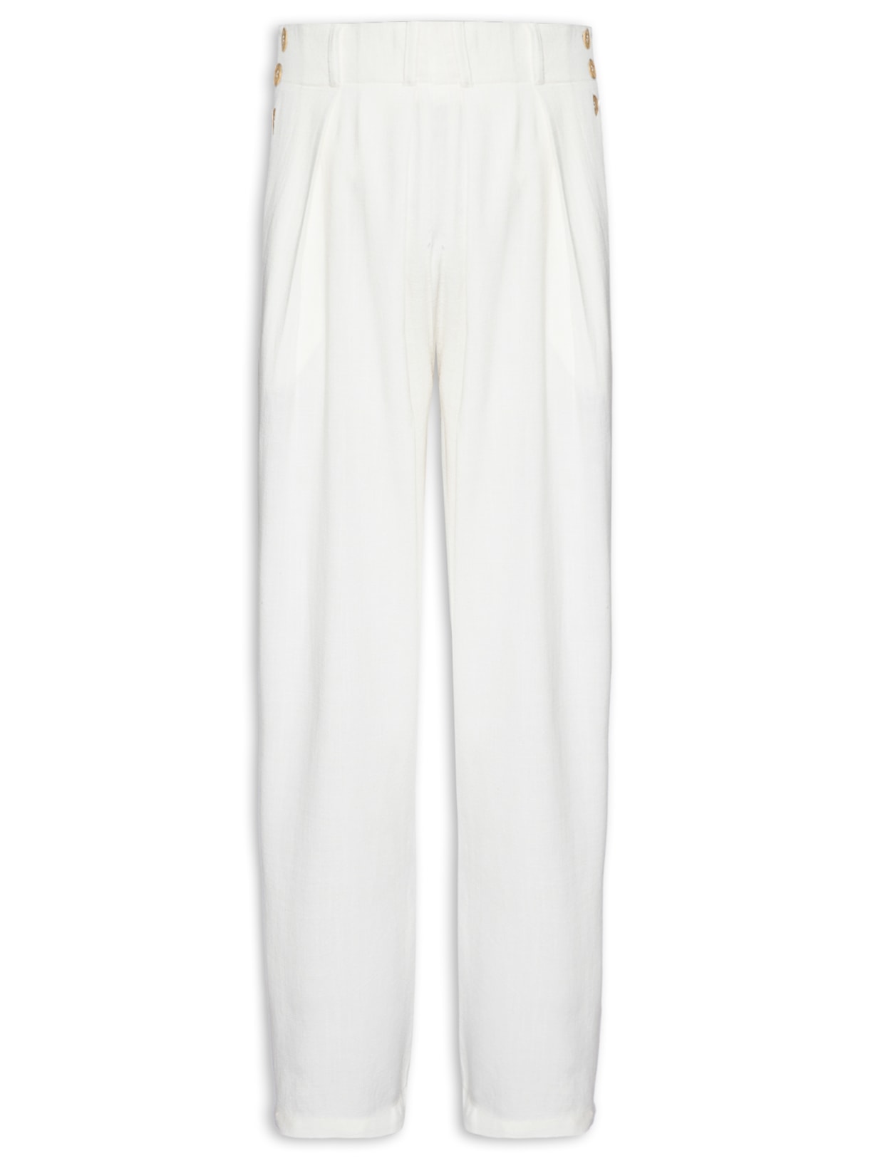 Calça Masculina Linho Pregas - Off White