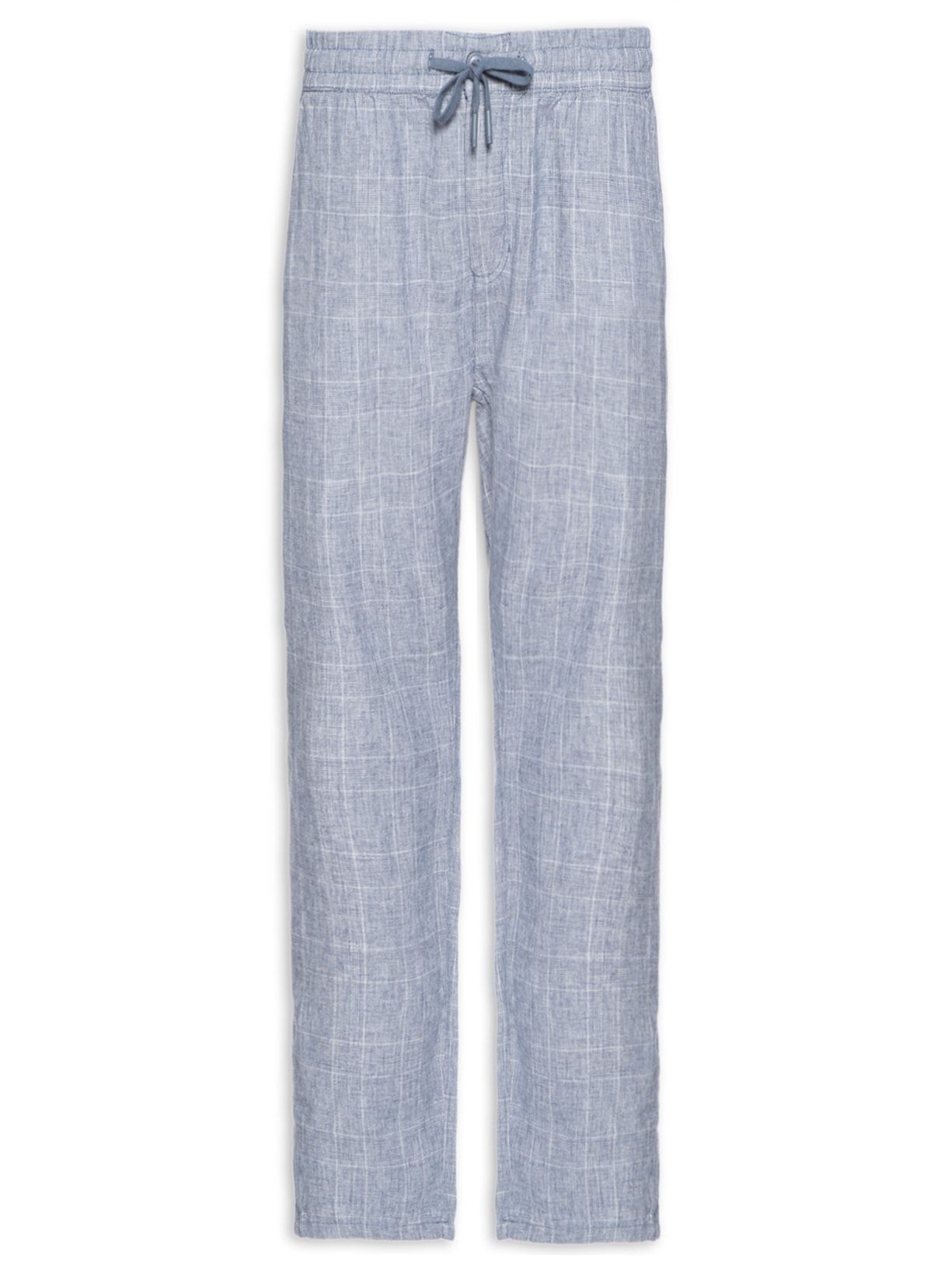 Calça Masculina Linho Xadrez - Azul