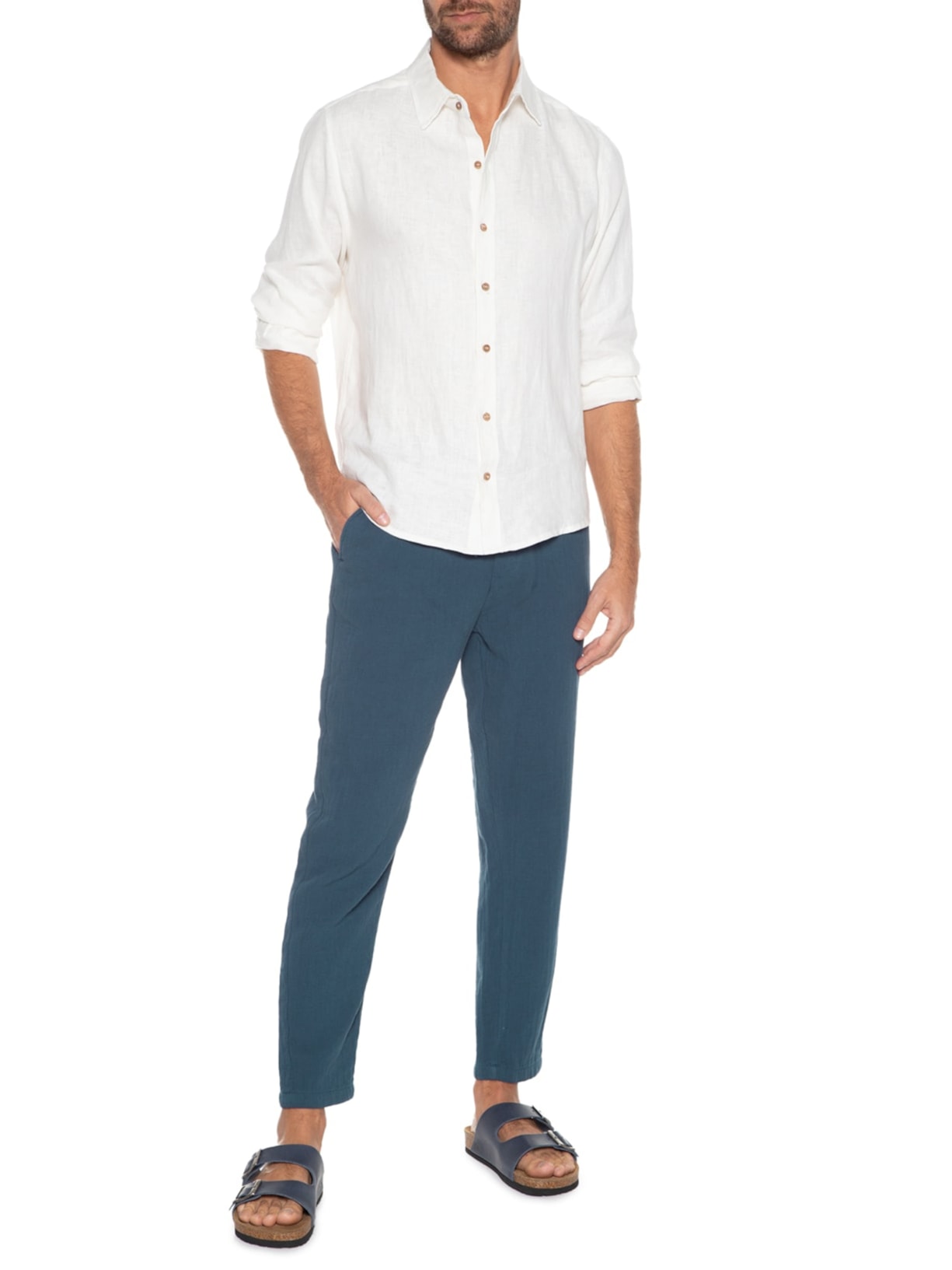 Calça Masculina Lisa Azul Hering