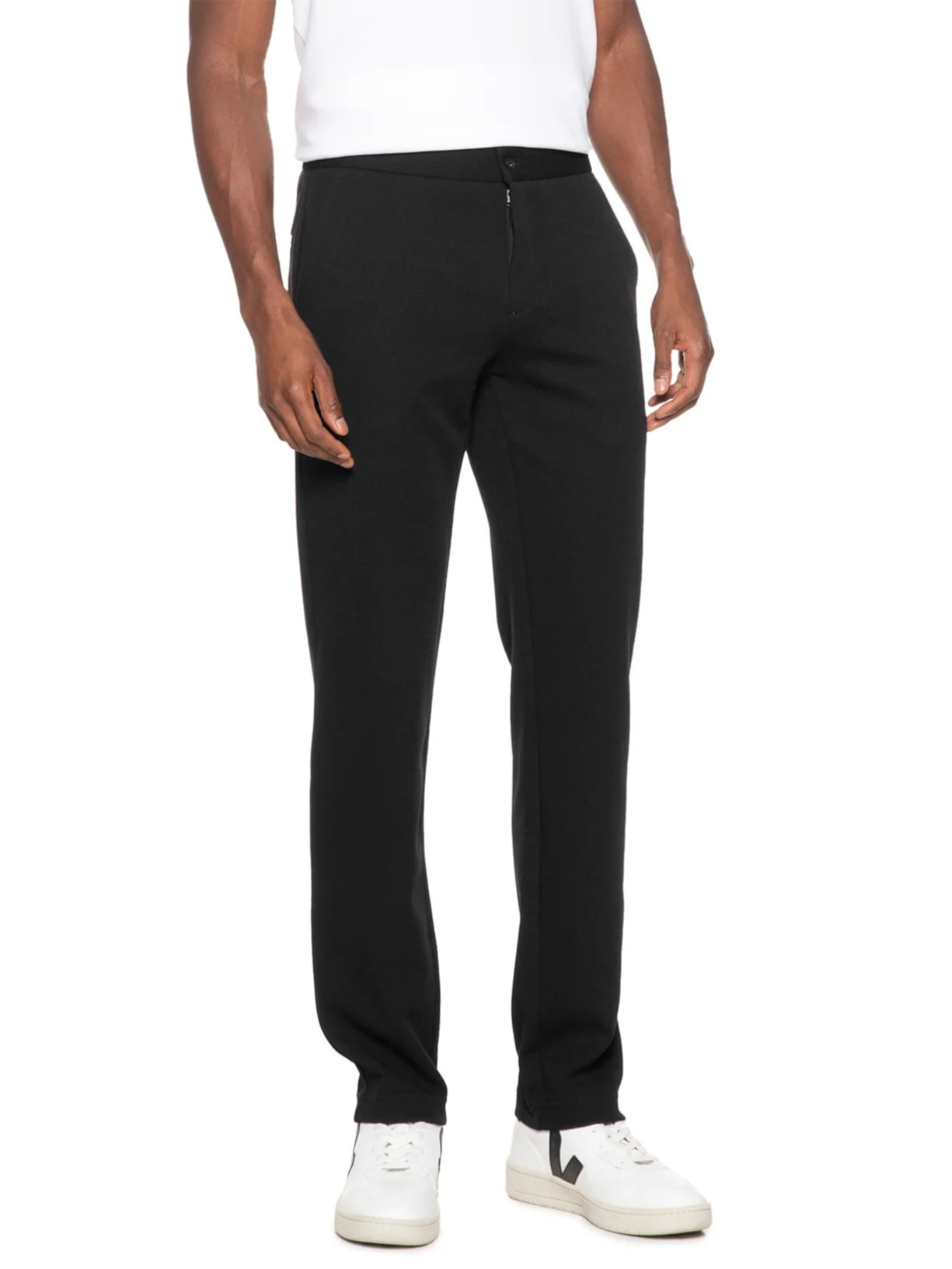 Calça Masculina Malha Italiana Meio Elástico Preto Paramount Alfaiataria