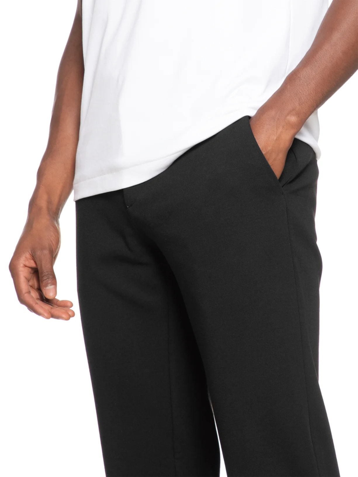 Calça Masculina Malha Italiana Meio Elástico Preto Paramount Alfaiataria