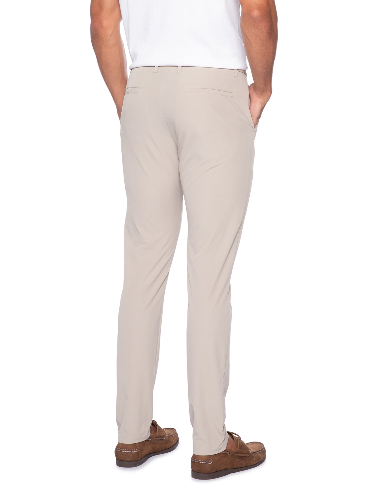 Calça Masculina Malha Tech Reta Bege '2 Essential