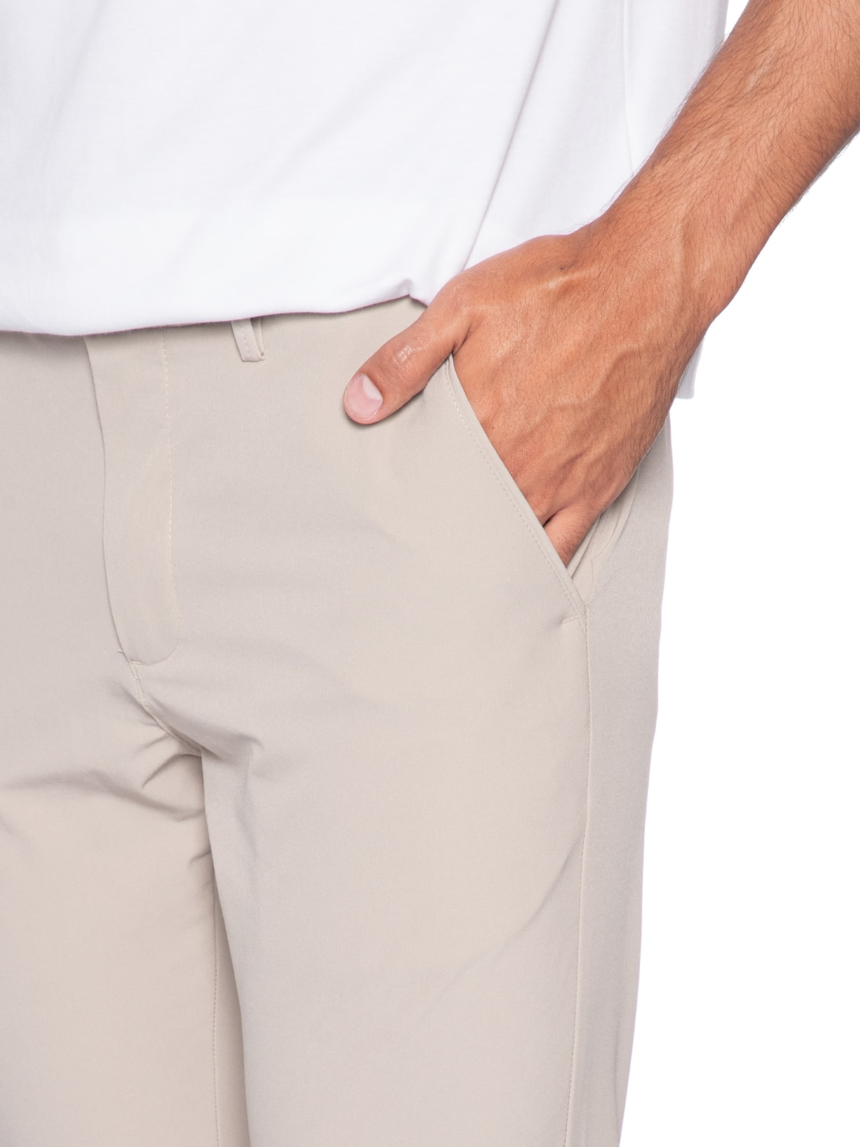 Calça Masculina Malha Tech Reta Bege '2 Essential