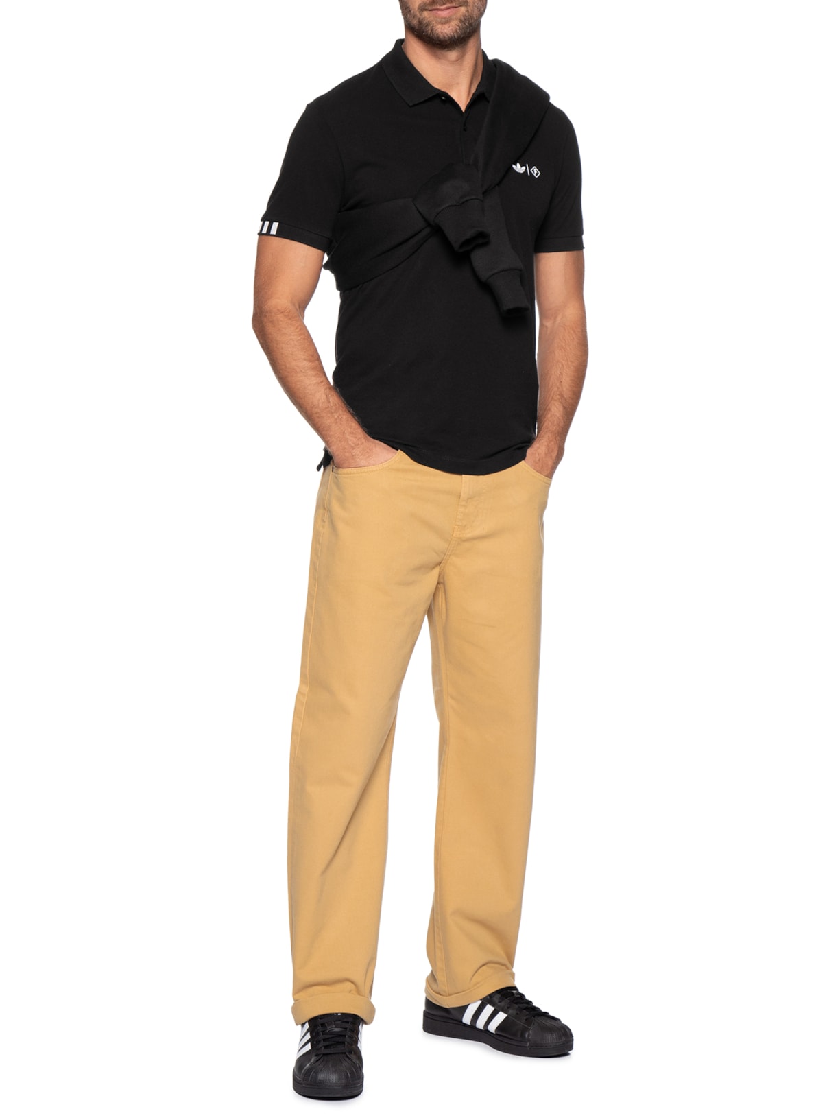 Calça Masculina Malta Em Sarja Bege Forum + Adidas