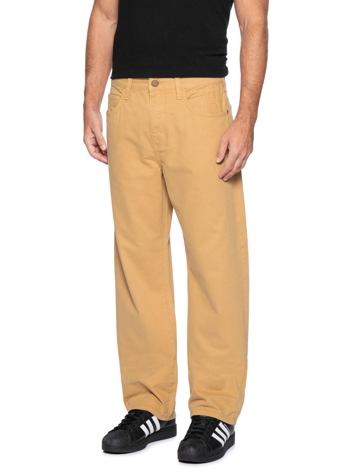 Calça Masculina Malta Em Sarja Bege Forum + Adidas