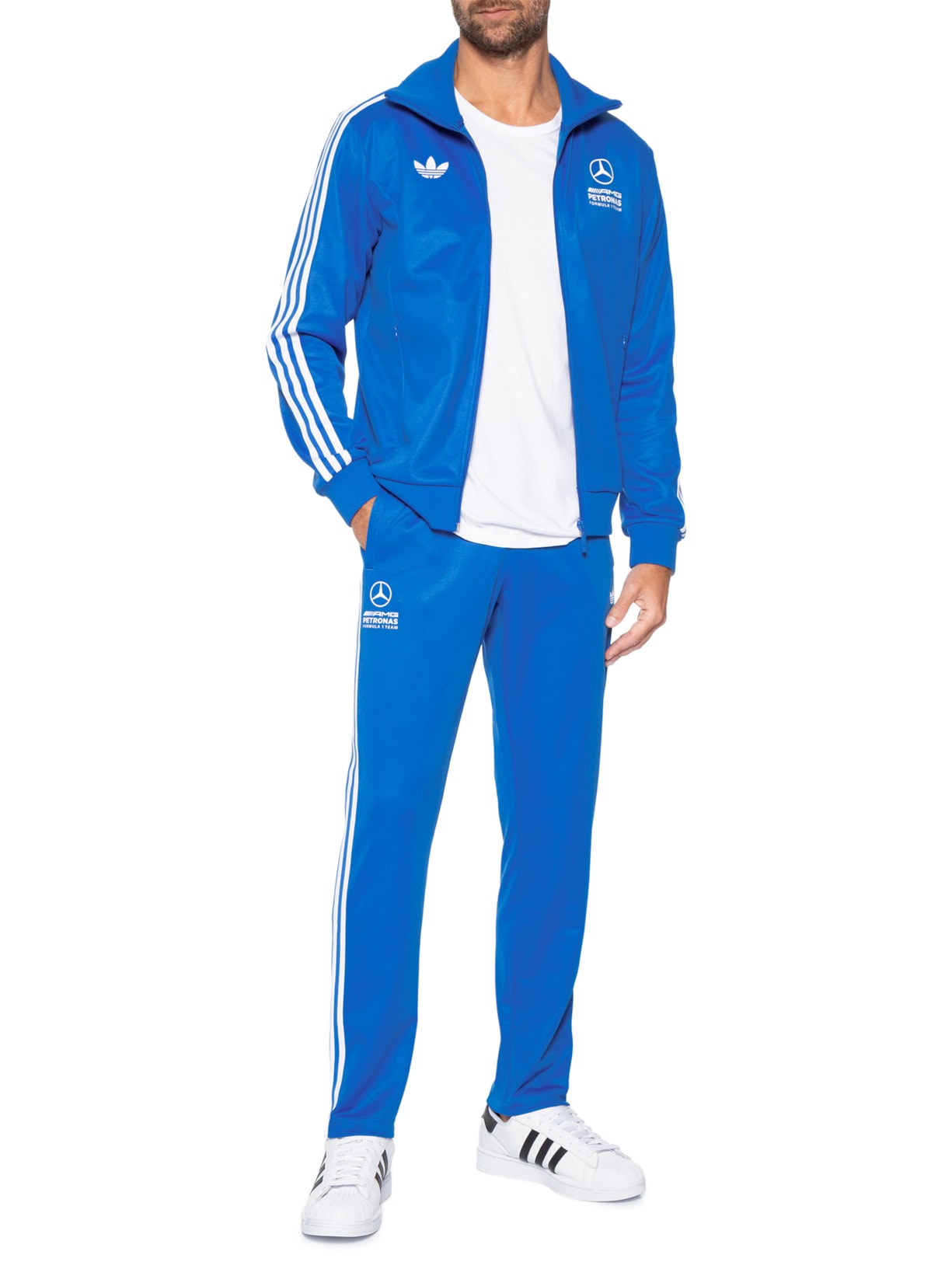 Calça Masculina Mercedes Amg Petronas Azul Adidas + Mercedes