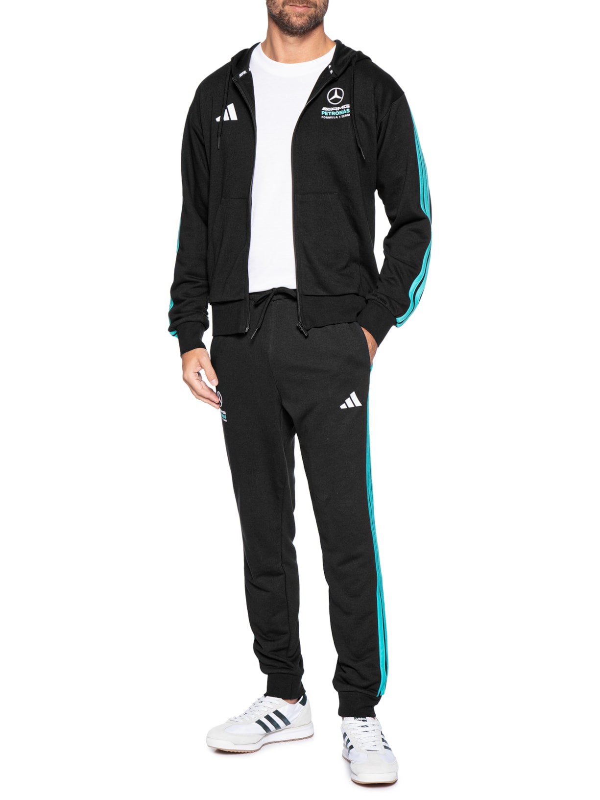 Calça Masculina Mercedes DNA Preto Adidas + Mercedes