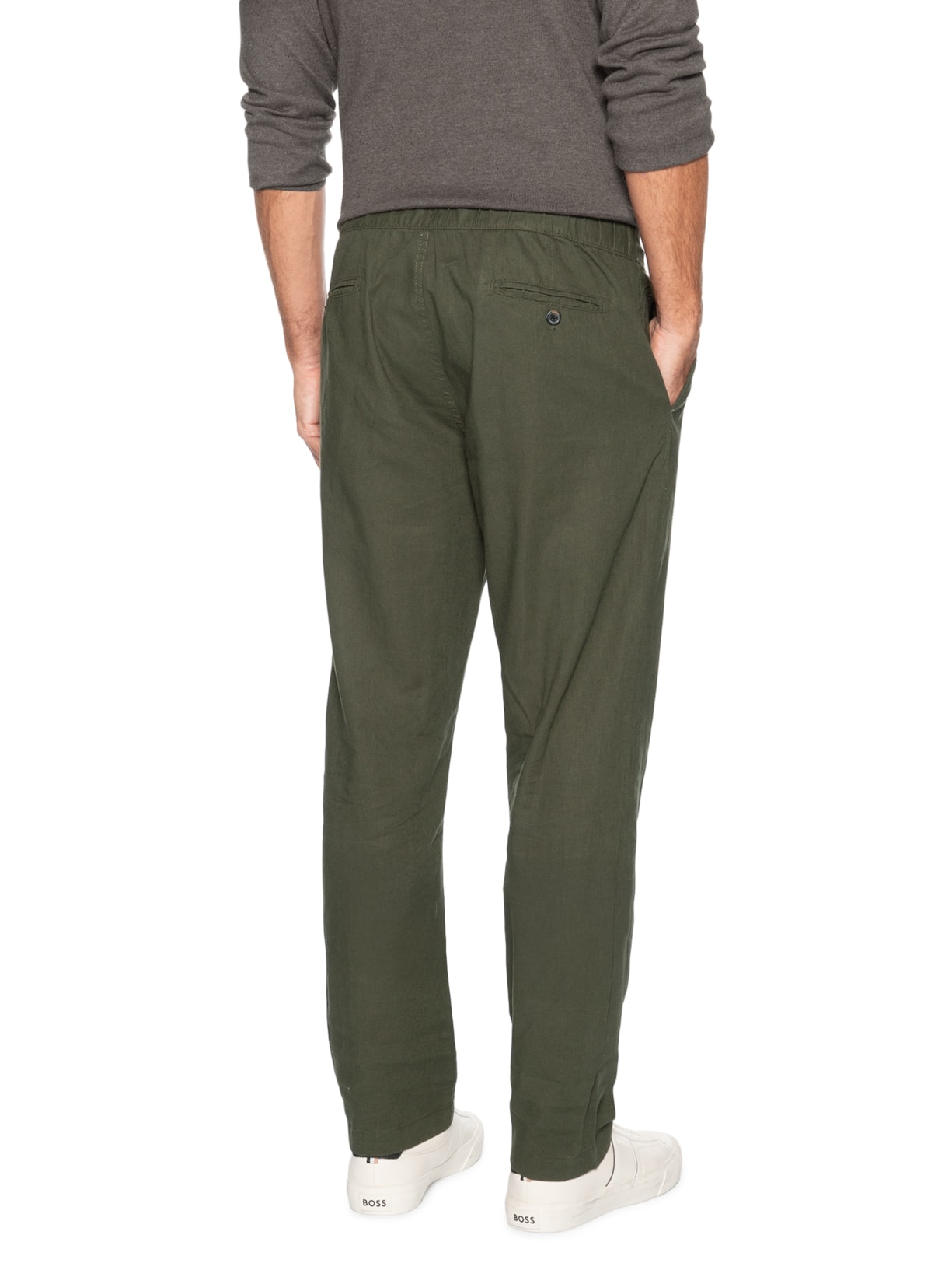 Calça Masculina Misto Linho Reta – Verde '2 Essential