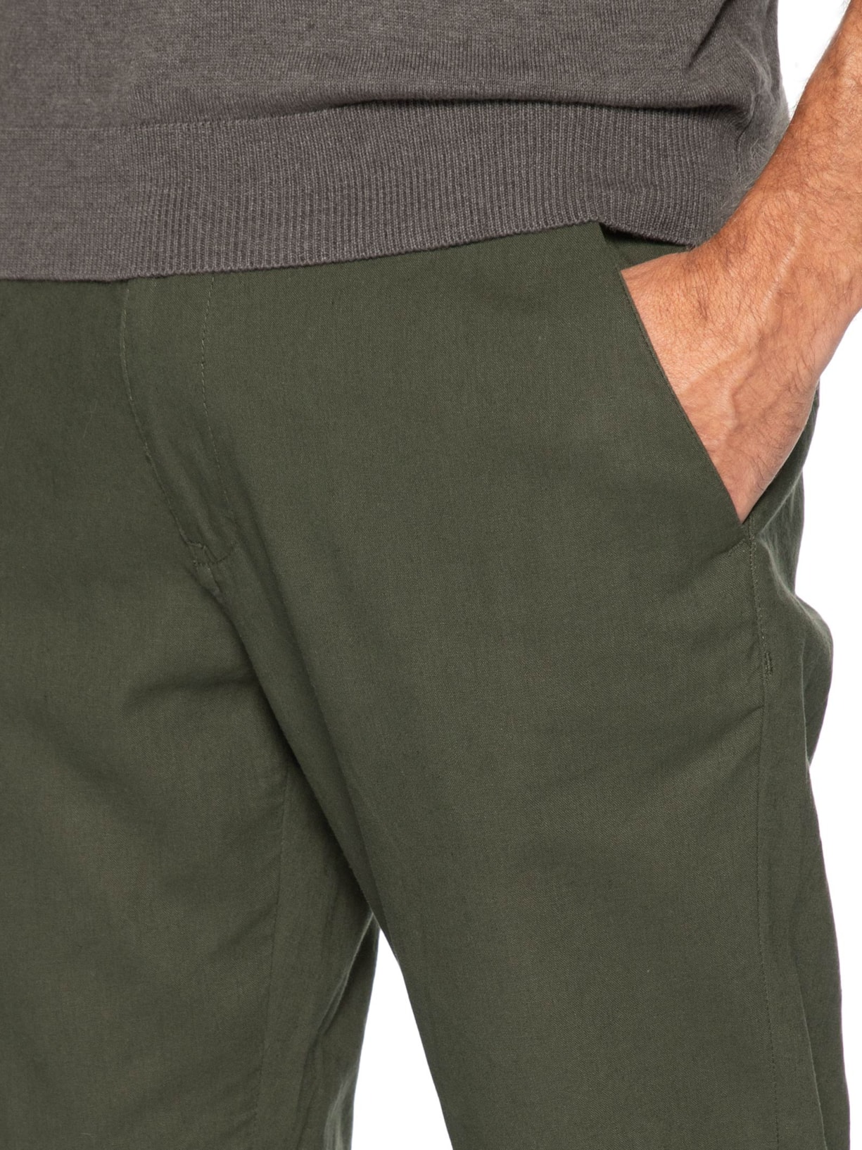 Calça Masculina Misto Linho Reta – Verde '2 Essential