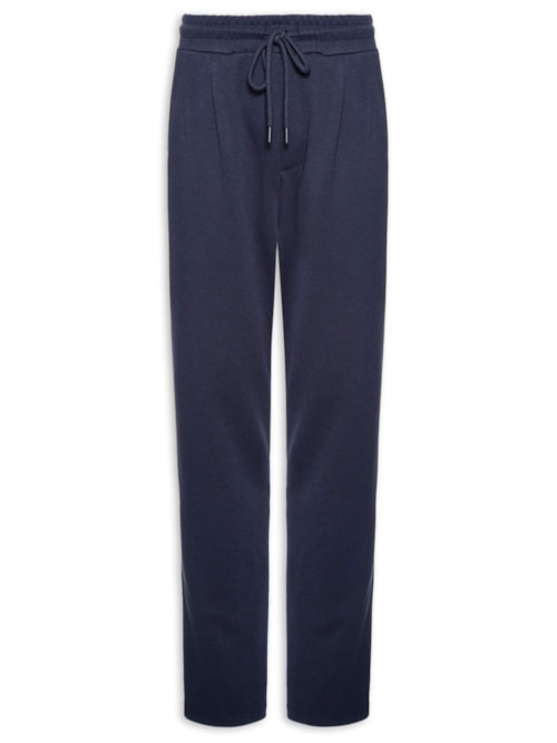 Calça Masculina Moletinho Reta Com Elástico Na Cintura - Azul