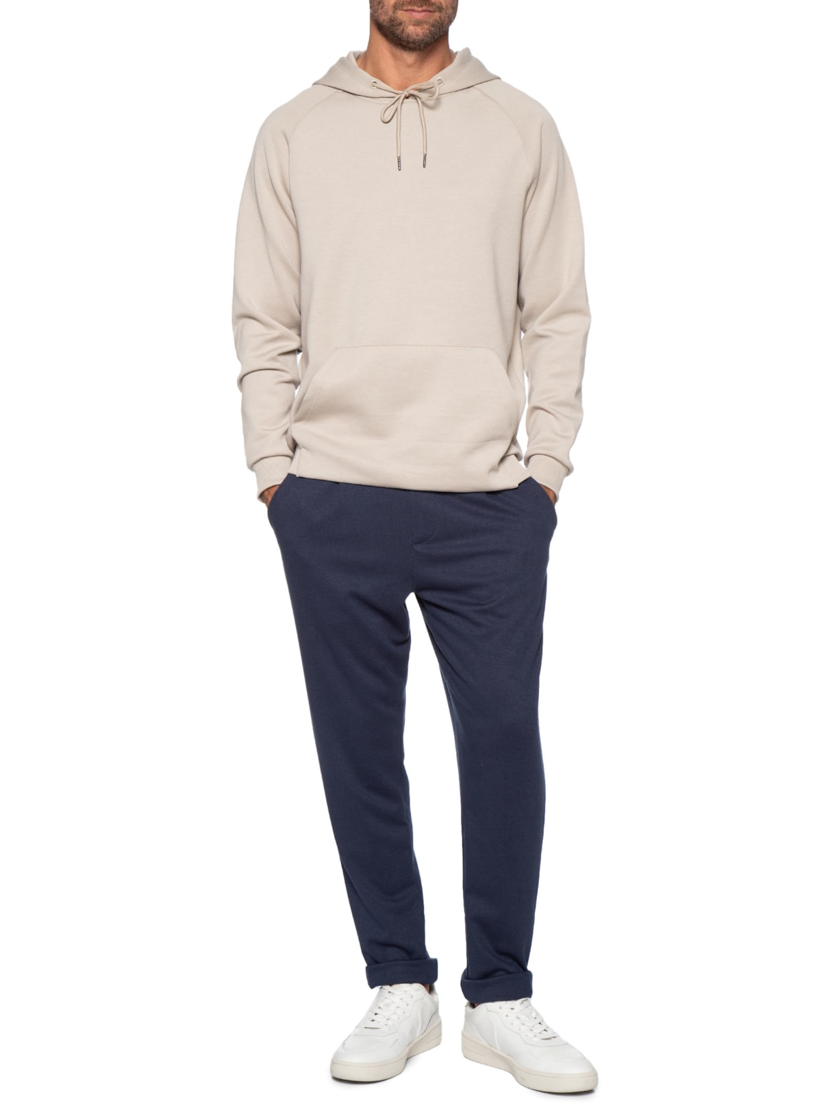 Calça Masculina Moletinho Reta Com Elástico Na Cintura Azul Basiq Men
