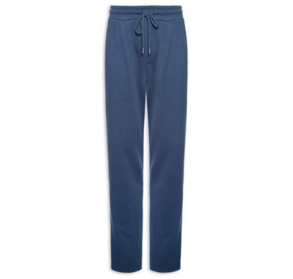 Calça Masculina Moletinho Reta Com Elástico Na Cintura - Azul