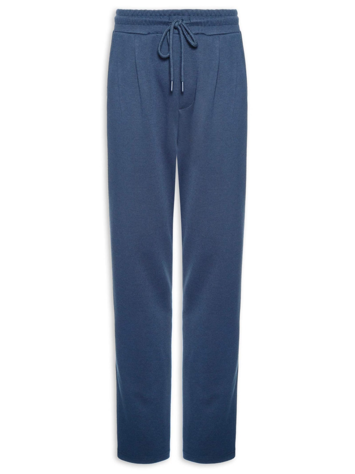 Calça Masculina Moletinho Reta Com Elástico Na Cintura - Azul