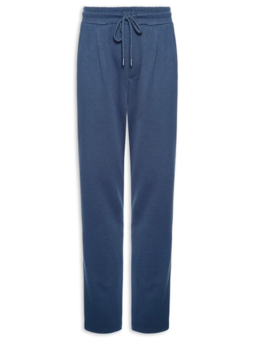 Calça Masculina Moletinho Reta Com Elástico Na Cintura - Azul