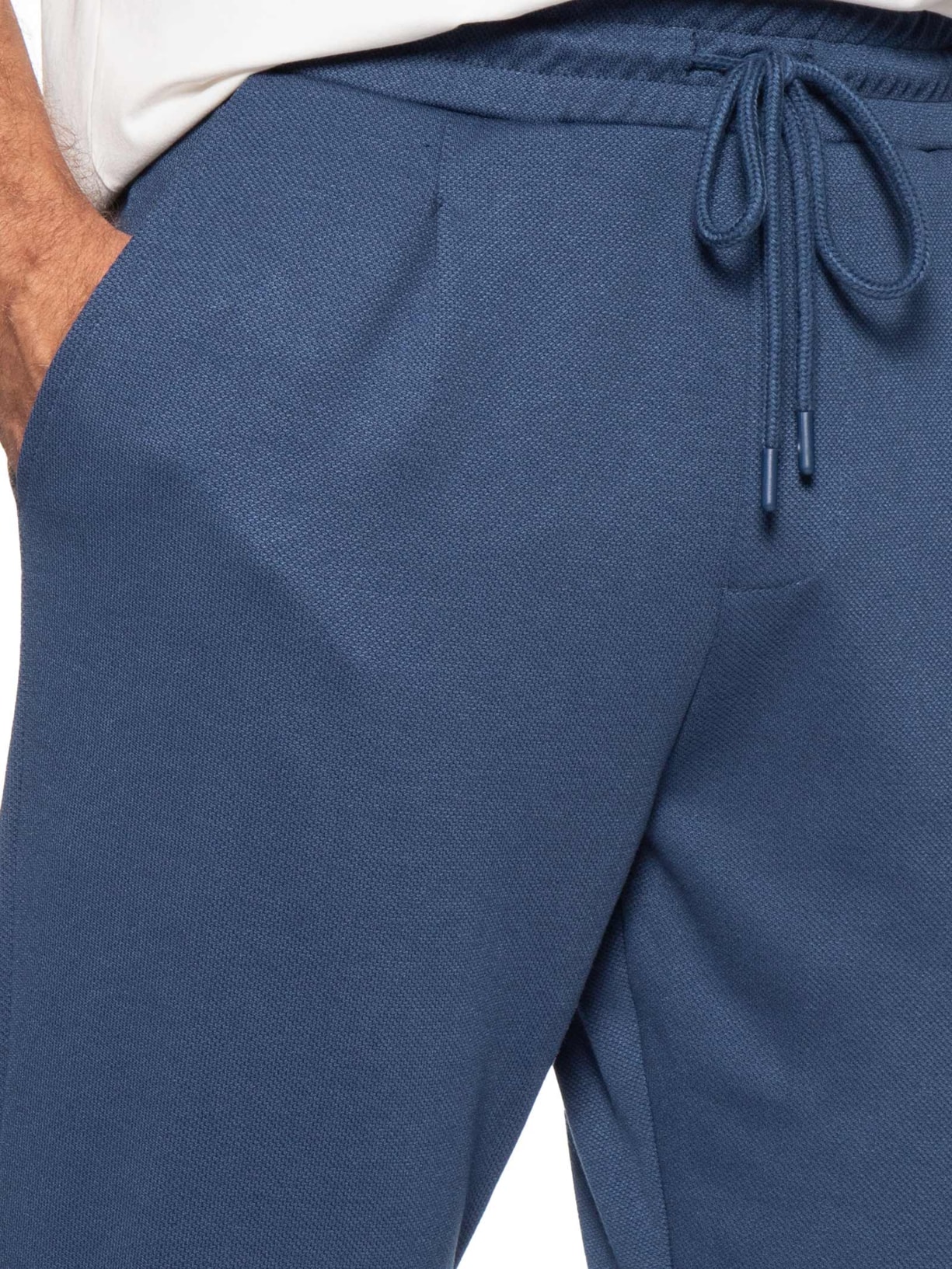 Calça Masculina Moletinho Reta Com Elástico Na Cintura Azul Basiq Men