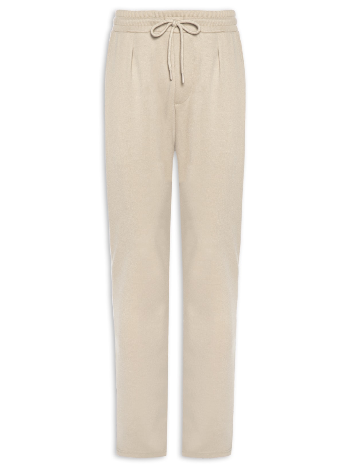 Calça Masculina Moletinho Reta Com Elástico Na Cintura Bege Basiq Men