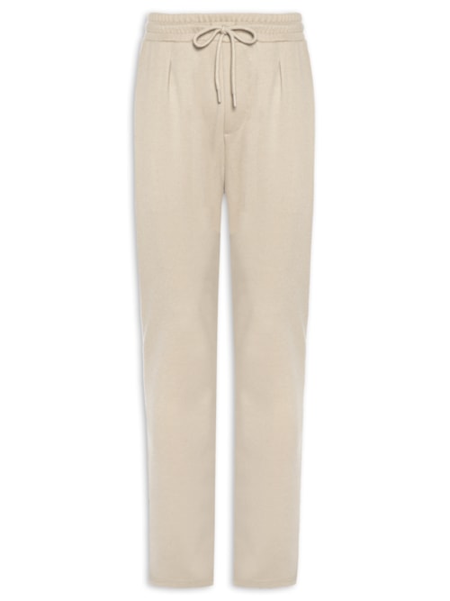 Calça Masculina Moletinho Reta Com Elástico Na Cintura - Bege