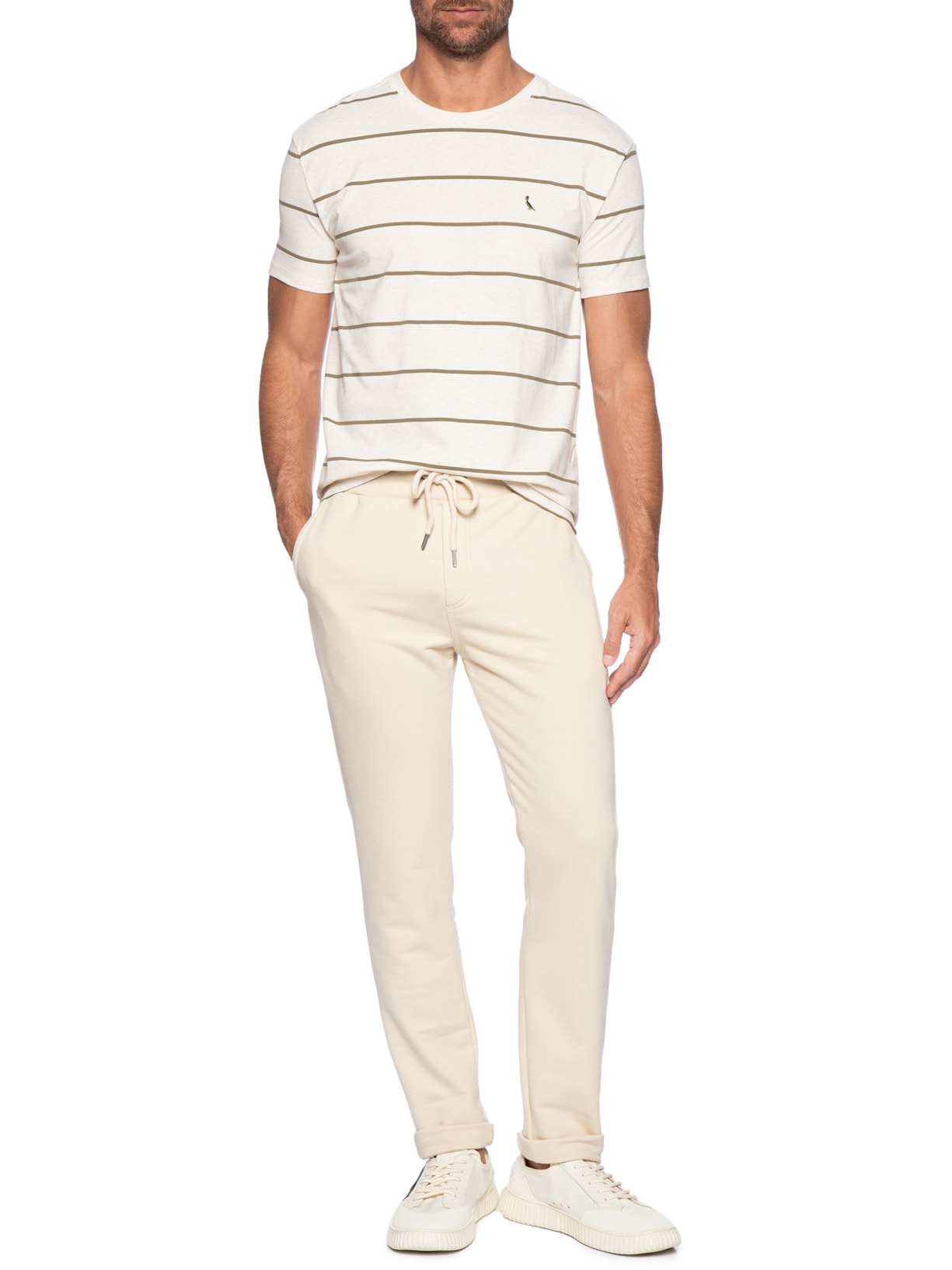 Calça Masculina Moletom Básico New Bege Reserva