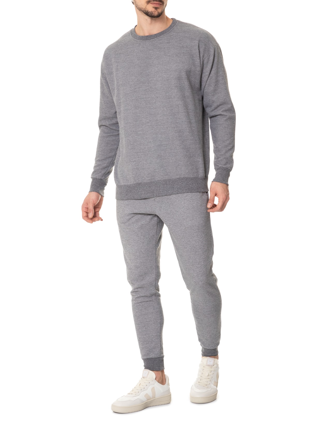 Calça Masculina Moletom Com Bolso Traseiro Cinza Basiq Men