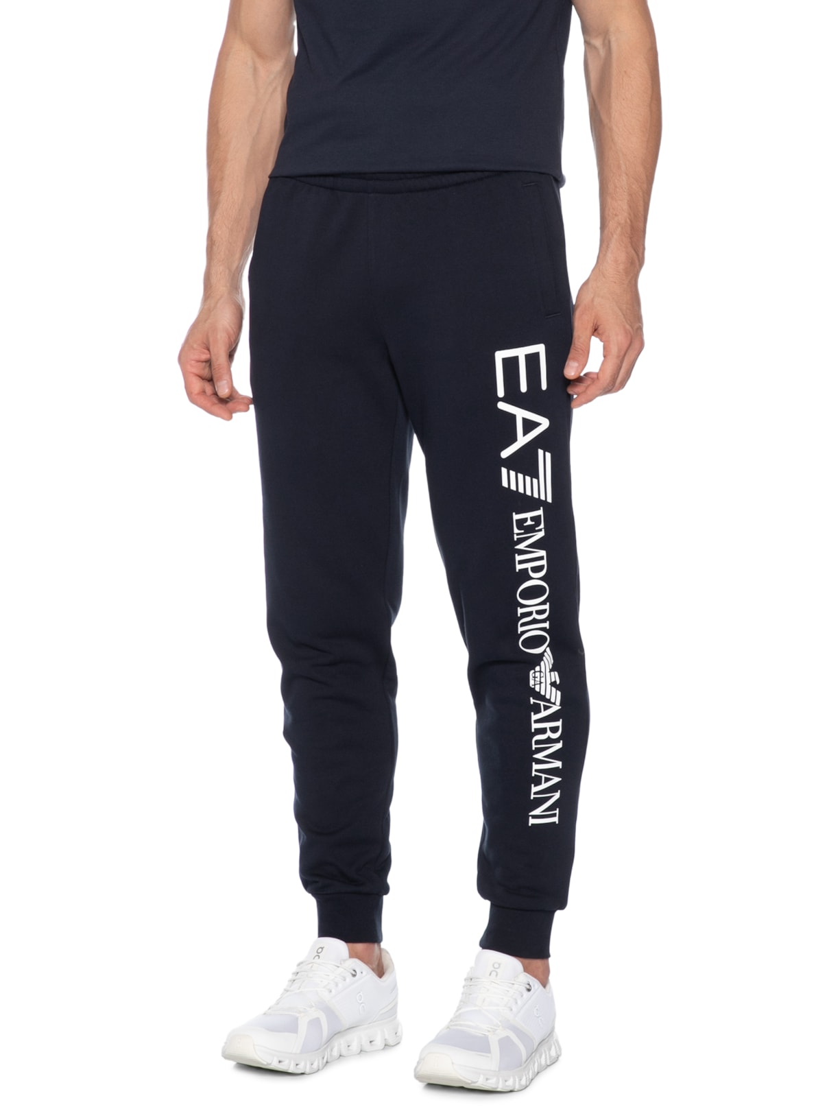 Calça Masculina Moletom Logo Azul Ea7 Emporio Armani